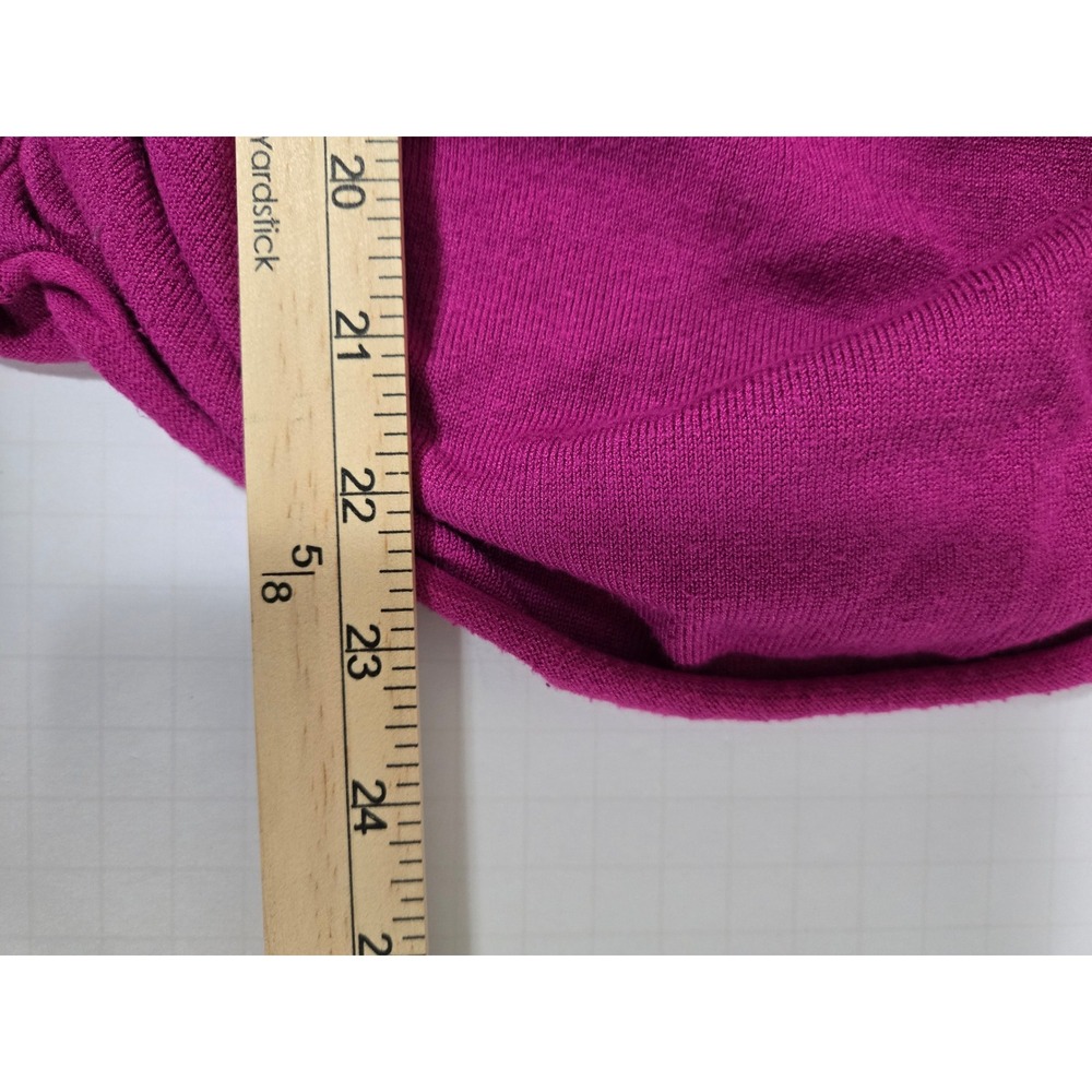 oneA Women Magenta Pink V-Neck Ruched Side & Sleeve Knit Sweater Size Small - Picture 8 of 8